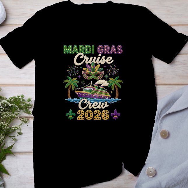 Mardi Gras Cruise Crew 2026, Faux Yarn Mardi Gras T Shirt (Skapare uppladdad)