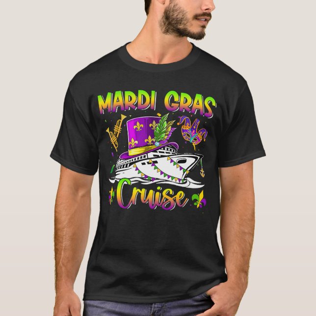 Mardi Gras Cruise Crew Cruising Mask Festival Par T Shirt (Framsida)