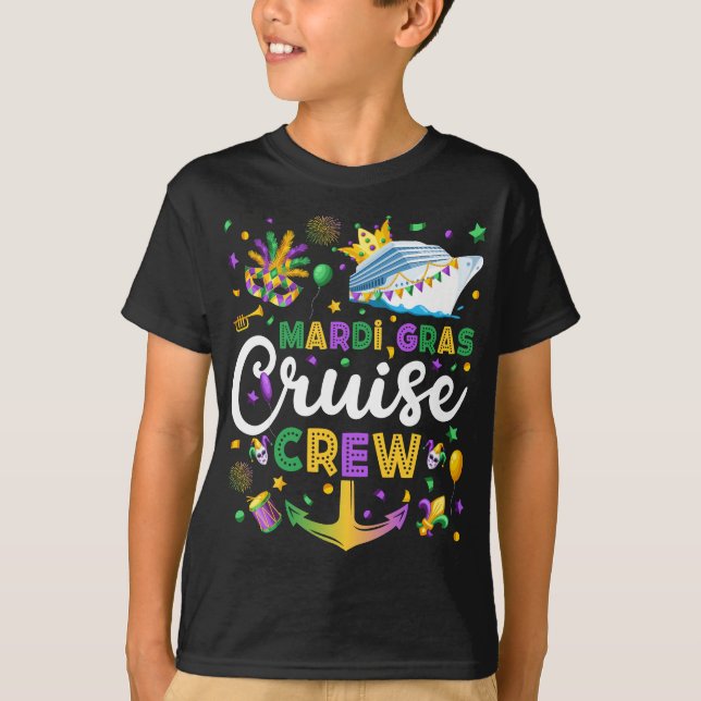 Mardi Gras Cruise Crew Matching Boy T Shirt (Framsida)