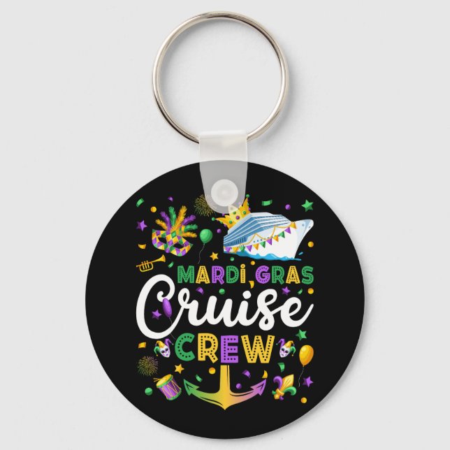 Mardi Gras Cruise Crew Matching Circle Nyckelring (Framsida)