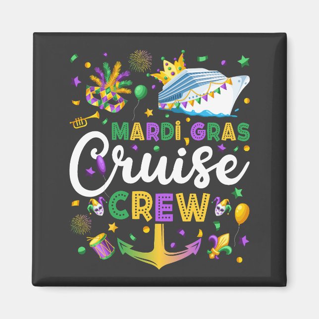 Mardi Gras Cruise Crew Matching Square Magnet (Framsidan)
