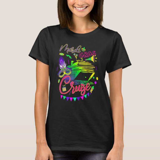 Mardi Gras Cruise Cruising Mask Cruise Ship Party  T Shirt (Framsida)