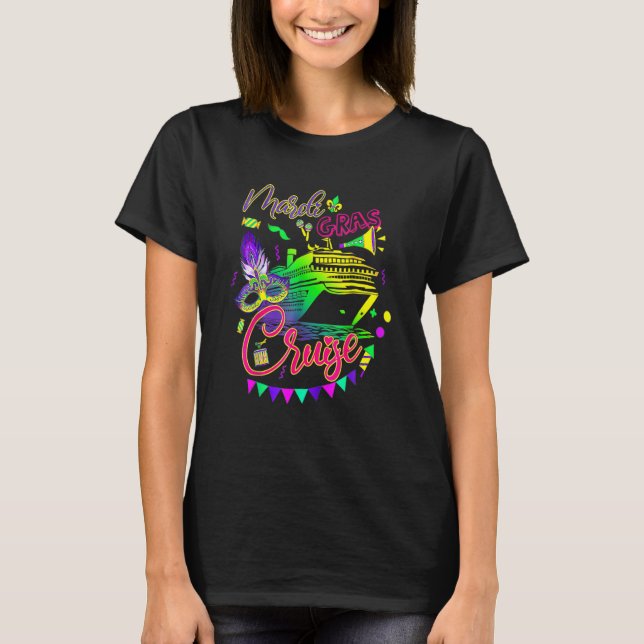 Mardi Gras Cruise Cruising Mask Cruise Ship Party  T Shirt (Framsida)