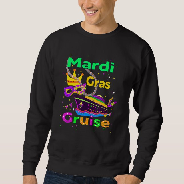 Mardi Gras Cruise Cruising Mask Design 2023 Matchi Lång Ärmad Tröja (Framsida)