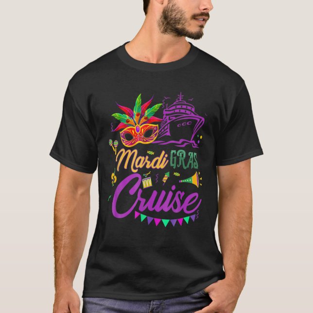 Mardi Gras Cruise Mask Cruise Frakt Party T Shirt (Framsida)