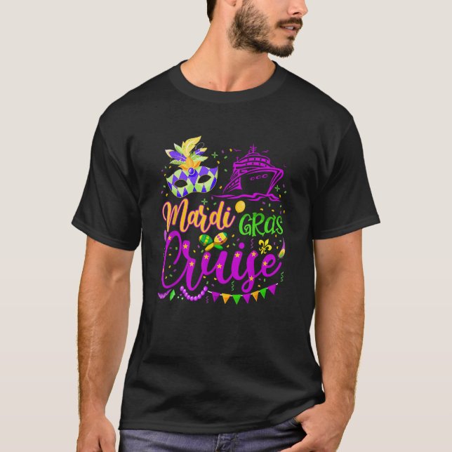 Mardi Gras Cruise Mask Cruise Frakt Party T Shirt (Framsida)