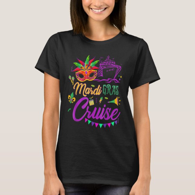 Mardi Gras Cruise Mask Cruise Frakt Party T Shirt (Framsida)