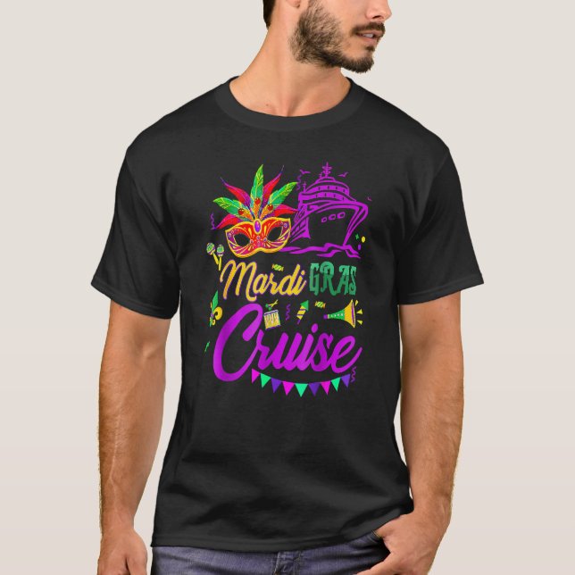 Mardi Gras Cruise Mask Cruise Frakt Party T Shirt (Framsida)