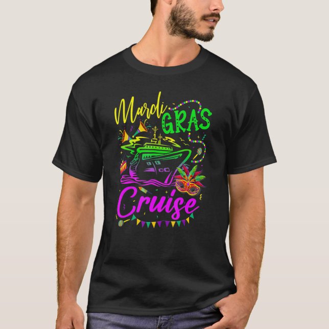Mardi Gras Cruise Mask Cruise Frakt Party T Shirt (Framsida)