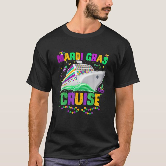 Mardi Gras Cruise Mask Cruise Party Costu T Shirt (Framsida)