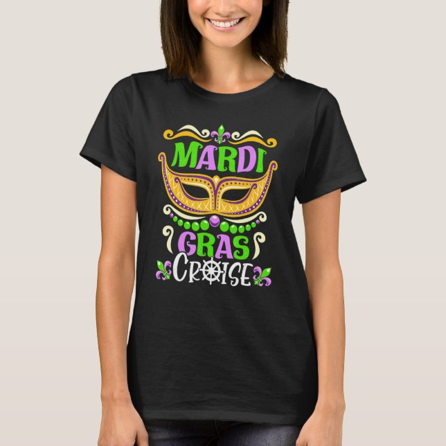 Mardi Gras Cruise Mask Matching Group Family Vacat T Shirt (Framsida)