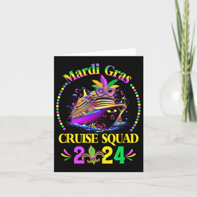 Mardi Gras Cruise Squad 2025 Matching Group Family Kort (Framsida)