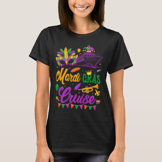 Mardi Gras Cruise Squad Family Matching T Shirt (Framsida)