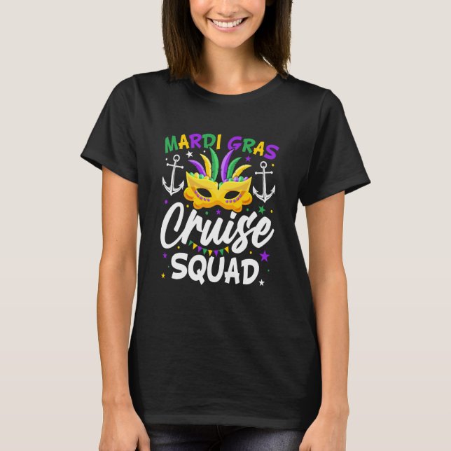 Mardi Gras Cruise Squad firande parad party T Shirt (Framsida)