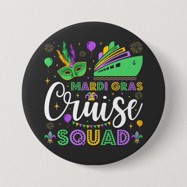Mardi Gras Cruise Squad Matching Round Knapp (Framsida)