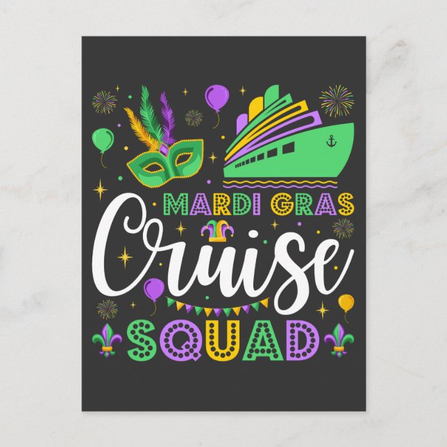 Mardi Gras Cruise Squad Matching Vykort (Framsida)