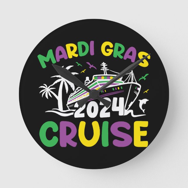 Mardi Gras Cruise Squad Rund Klocka (Framsida)