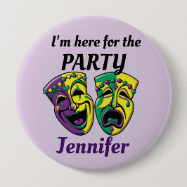 Mardi Gras Custom Name PARTY Button Mardigras Knapp