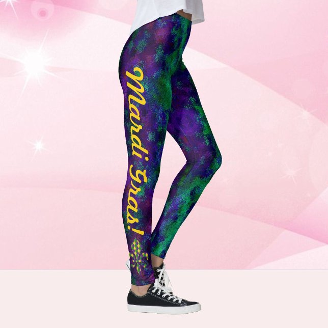 Mardi Gras Custom NAME Women's Leggings Byxor (Skapare uppladdad)