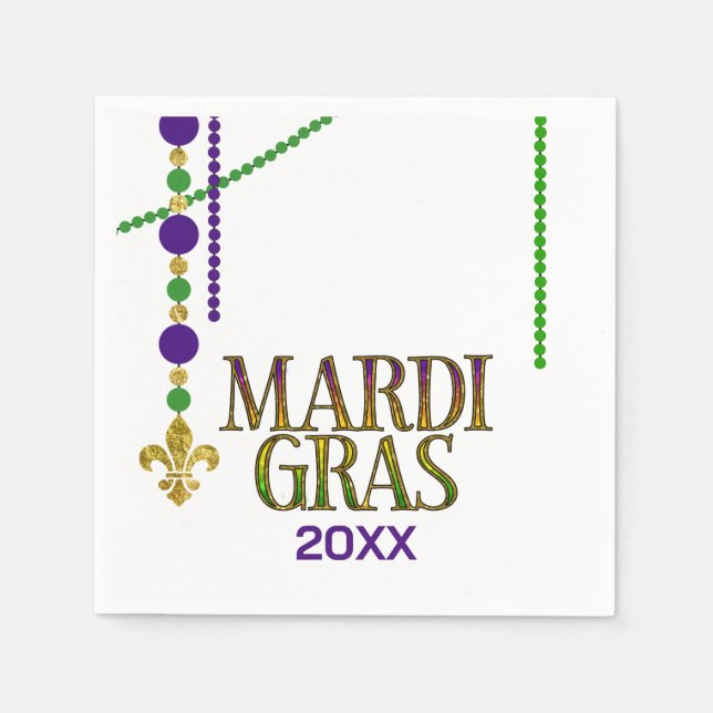 Mardi Gras customizable Paper Napkin Pappersservett (Framsidan)