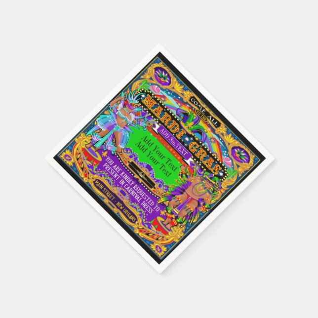 Mardi Gras Customized Cocktail Napkins Pappersservett (Hörn)