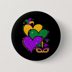 Mardi Gras Cute Hearts Women Girls Kids Vintage Knapp