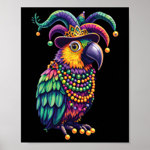 Mardi Gras Cute Parrot Mask Costume Outfit Women G Poster