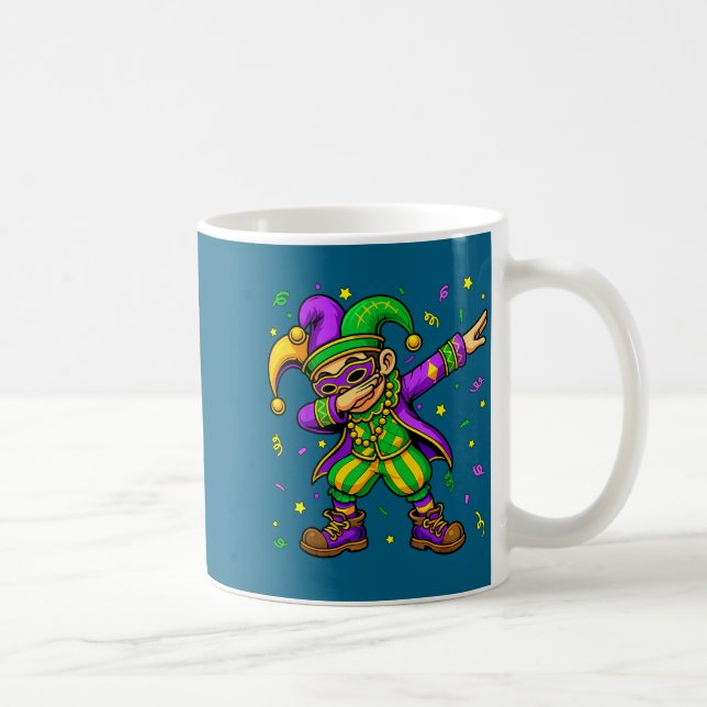 Mardi Gras Dabba Pojke Rolig Jester Hatt Kid Ny Or Kaffemugg (Höger)