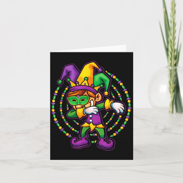 Mardi Gras Dabbing Boys Kids Gift Funny New Orlean Kort (Framsida)