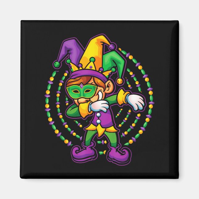 Mardi Gras Dabbing Boys Kids Gift Funny New Orlean Magnet (Framsidan)