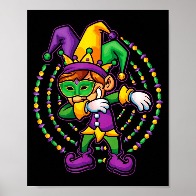Mardi Gras Dabbing Boys Kids Gift Funny New Orlean Poster (Framsidan)