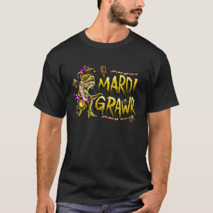 Mardi Gras Dabbing Rex Dinosaur Mardi Grawr Bead C T Shirt