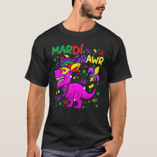 Mardi Gras Dabbing Rex Dinosaur Mardi Grawr Bead O T Shirt
