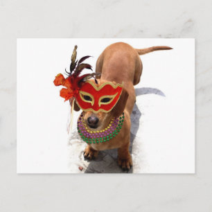 Mardi Gras Dachshund Hund vykort