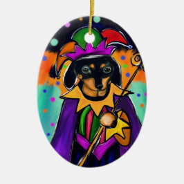 MARDI GRAS DACHSHUND JULGRANSPRYDNAD KERAMIK