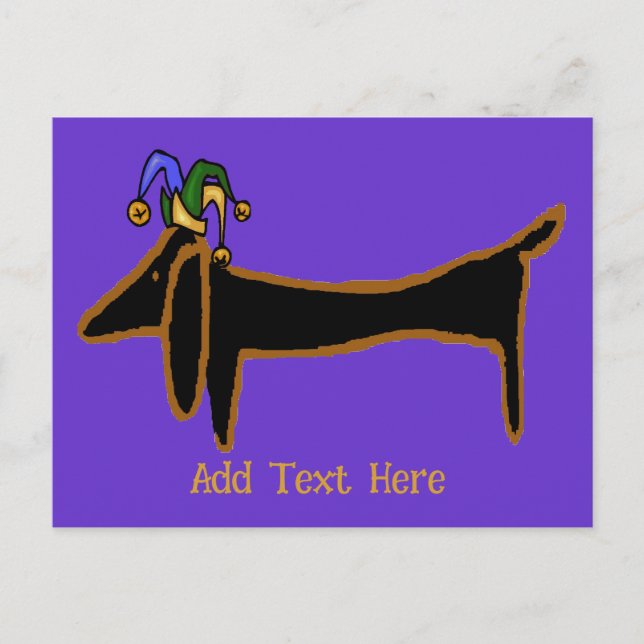 Mardi Gras Dachshund t Vykort (Framsida)