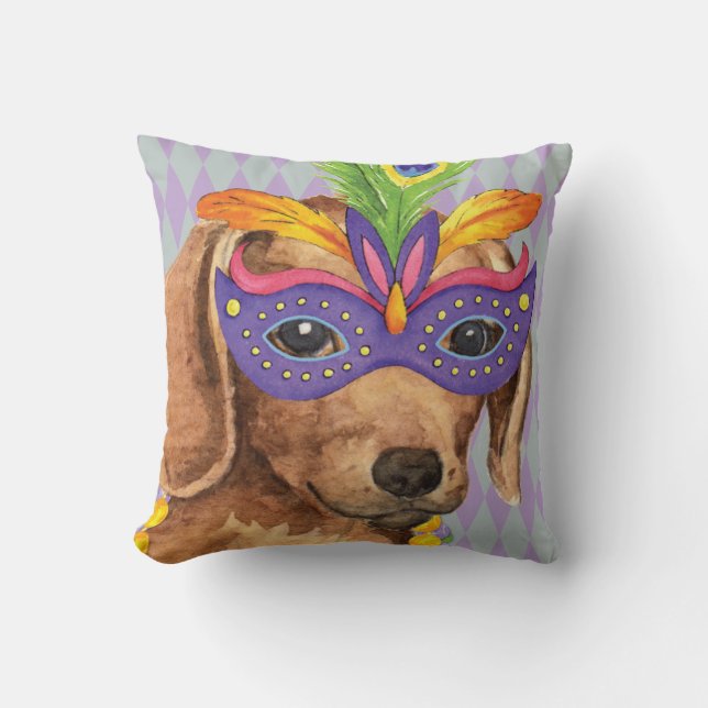 Mardi Gras Dackel Kudde (Framsida)
