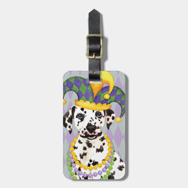 Mardi Gras Dalmatian Bagagebricka (Vertikal Framsida)