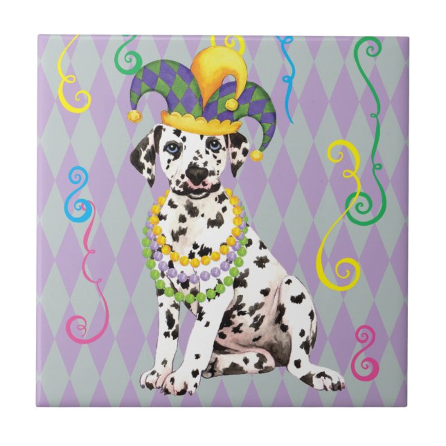 Mardi Gras Dalmatian Kakelplatta (Framsidan)