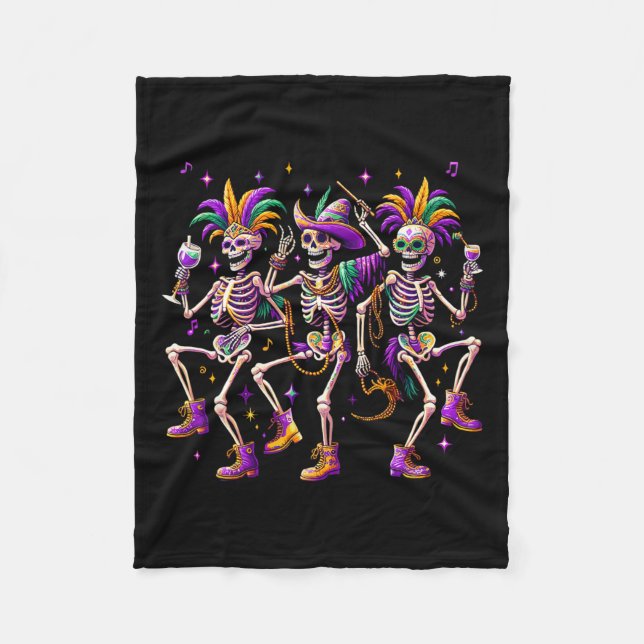 Mardi Gras Dancing Skeleton Funny Fleecefilt (Framsidan)