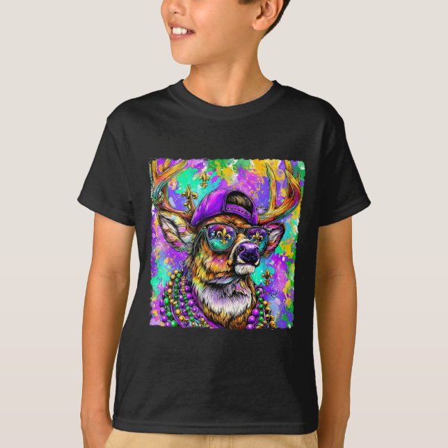 Mardi Gras Deer Buck Hunting New Orleans Camo Men  T Shirt (Framsida)