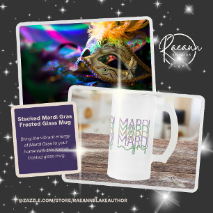 Mardi Gras-design med frostad glass i lagerformad Frostat Ölglas