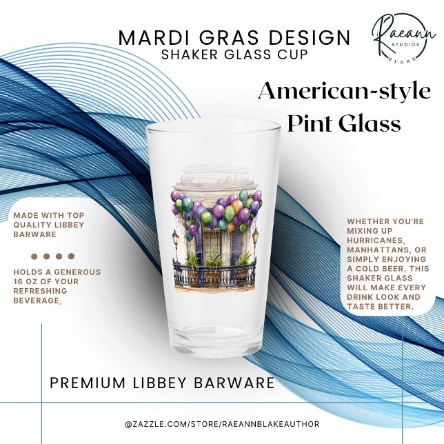 Mardi Gras Design Shaker Glasbkupp Glaskopp (Skapare uppladdad)