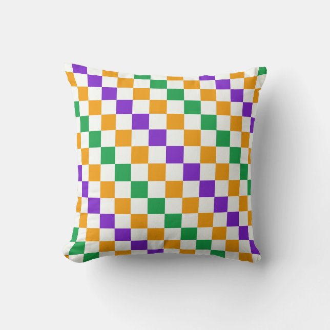 Mardi gras diagonal schackbrädemönster kudde (Framsida)