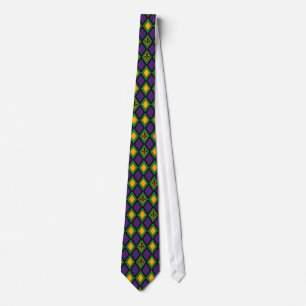 Mardi Gras Diamond Mönster med Fleur De Lis Slips