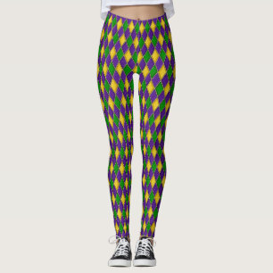 Mardi Gras Diamonds Harlequin Skriv ut Mönster Leggings