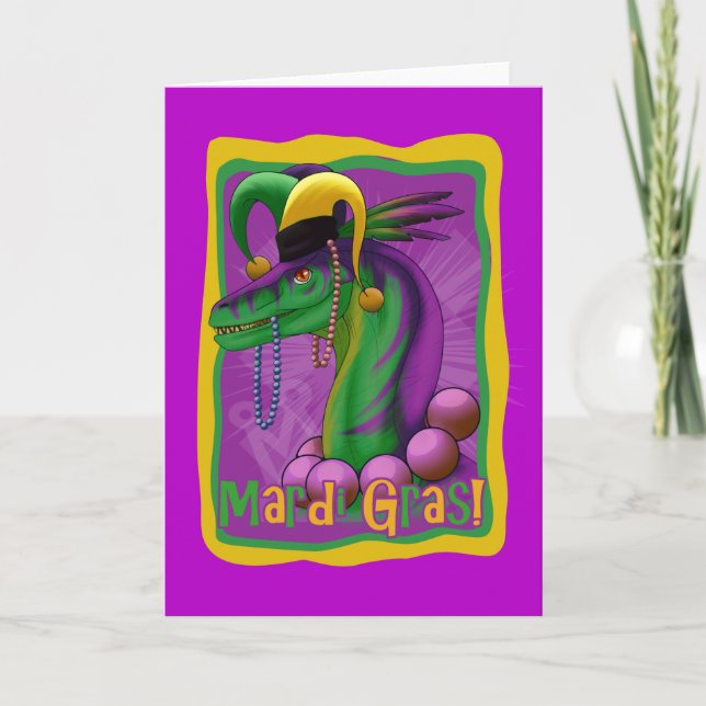 Mardi Gras Dinosaur Kort (Framsida)