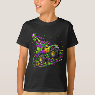 Mardi Gras Dinosaur Monster Truck Rolig Man Pojke T Shirt