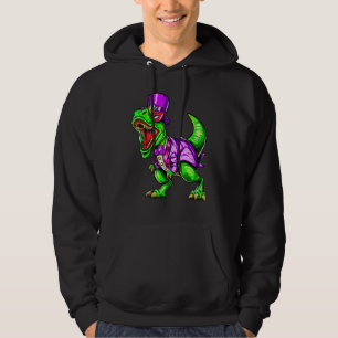 Mardi Gras Dinosaurie Trex Dino T Rex Hoodie