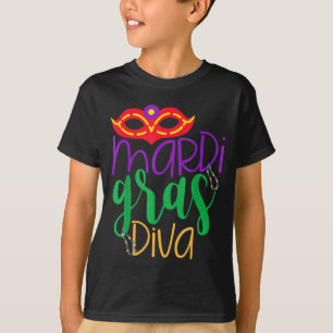 Mardi Gras Diva - Masker och pärlor design T Shirt